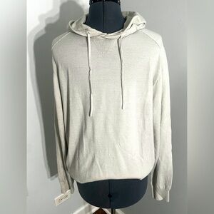 Good Man Brand Sz L Sweater Cream L Hooded Wool Blend Pullover Lightweight NWOT